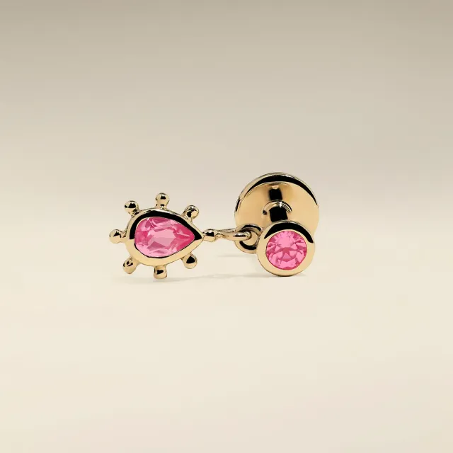 Astrid & Miyu Beaded Charm piercing saphir rose or massif