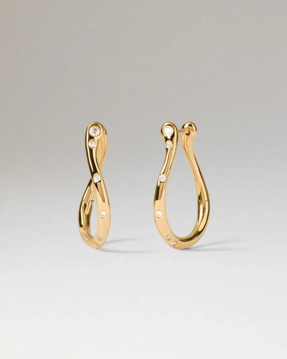 PDPAOLA Air Mini Hoops créoles dorées zircone blanche