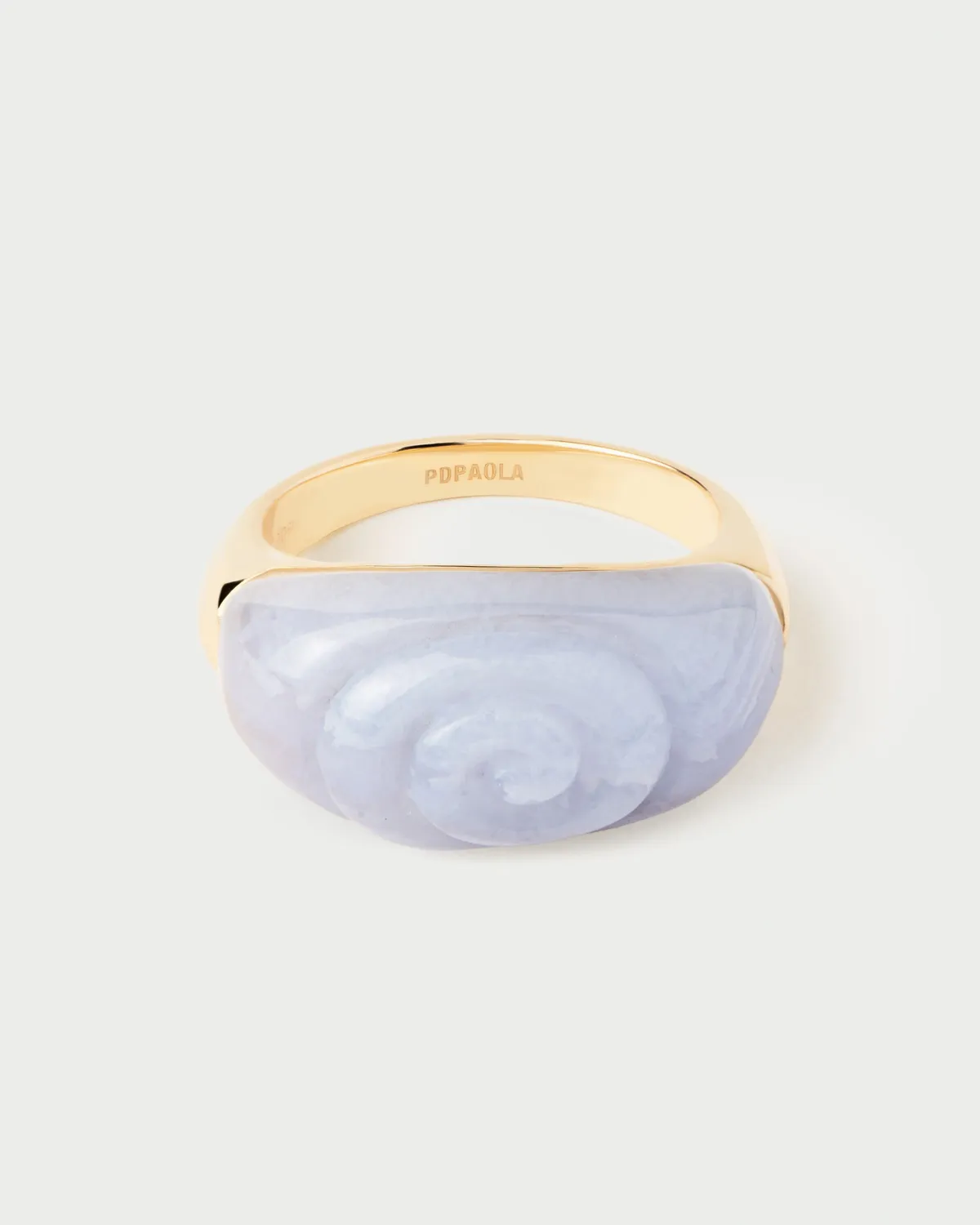 PDPAOLA Aqua Shell bague agate bleue