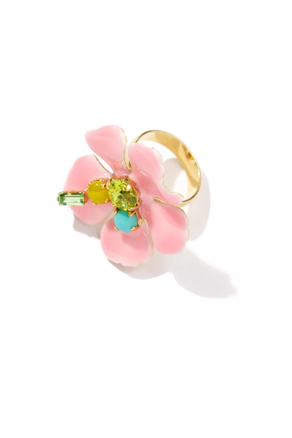Philippe Ferrandis Ischia bague fleur ajustable émail blanc