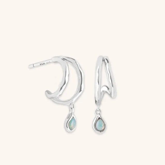 Astrid & Miyu Illusion Opal Charm Huggies créoles argentées