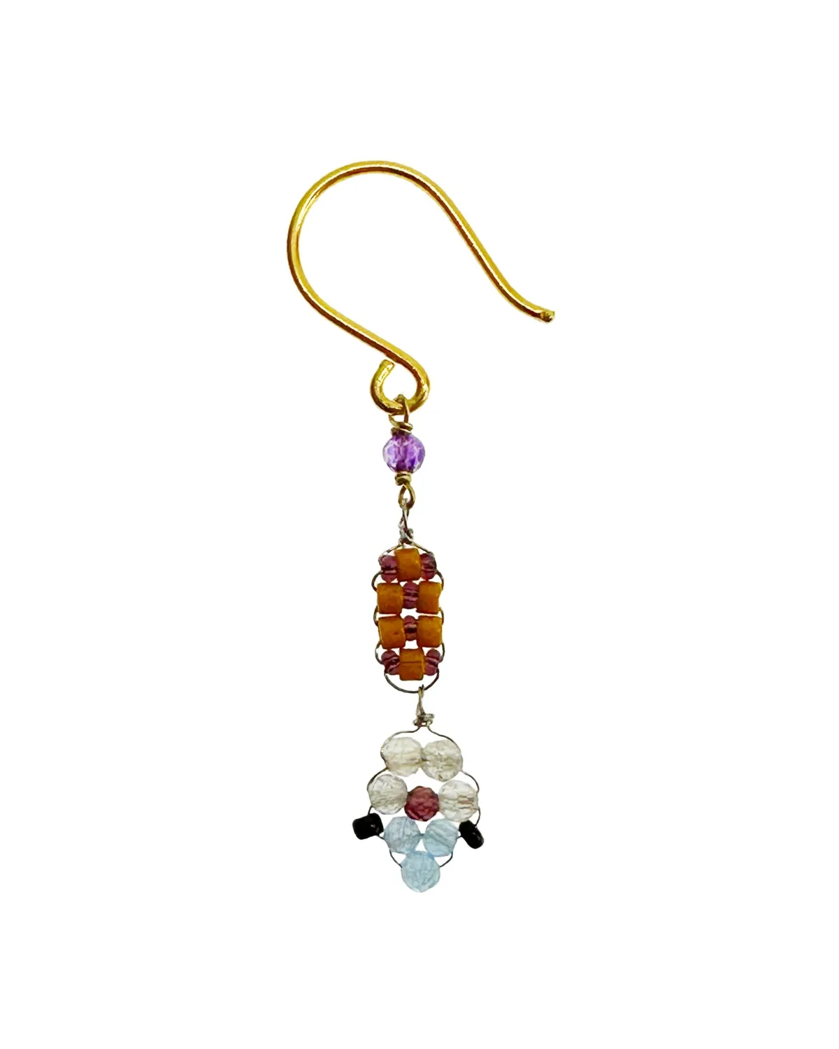Le Fourbi de Capucine N22 boucles laiton doré labradorite