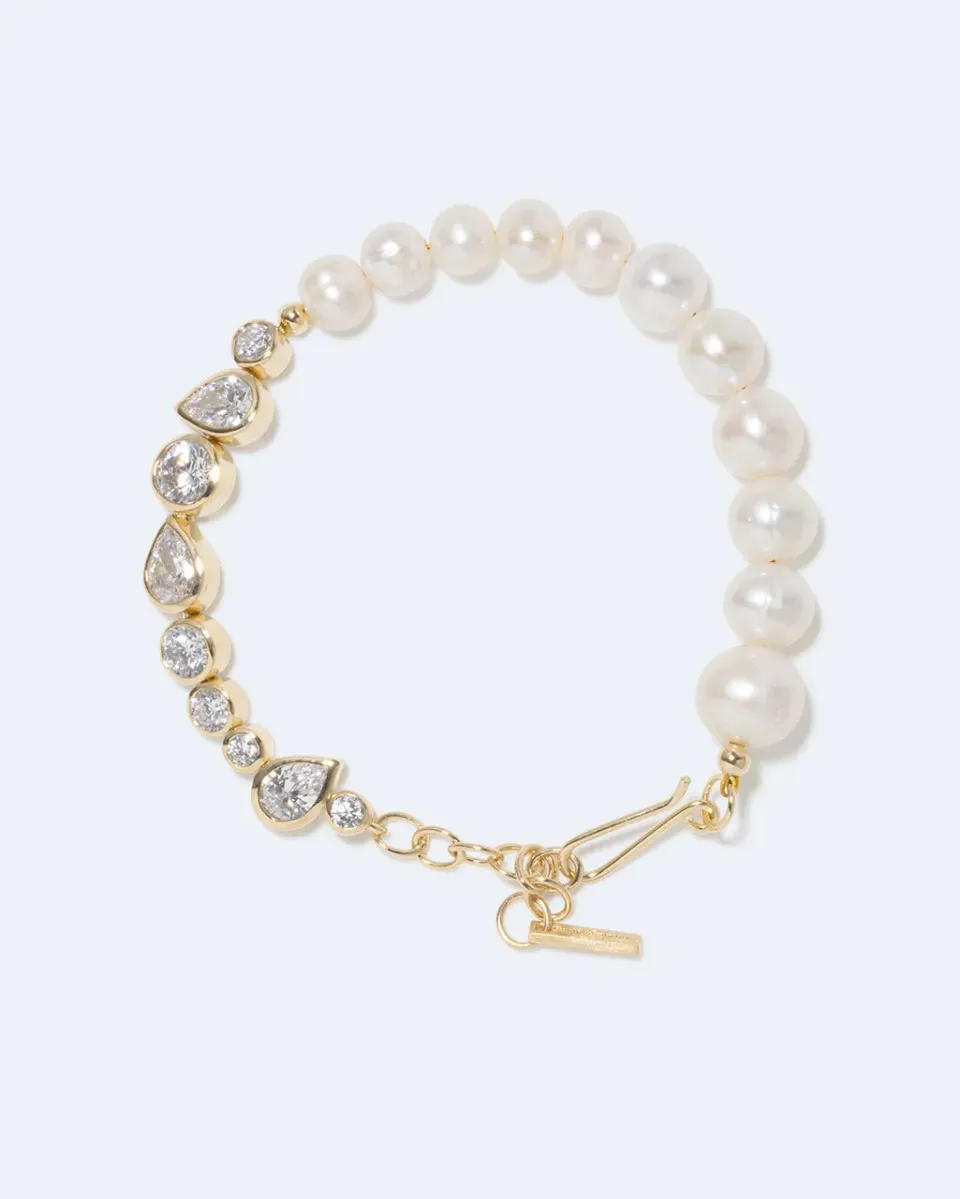 Completedworks Glitch bracelet chaîne perle zirconia vermeil