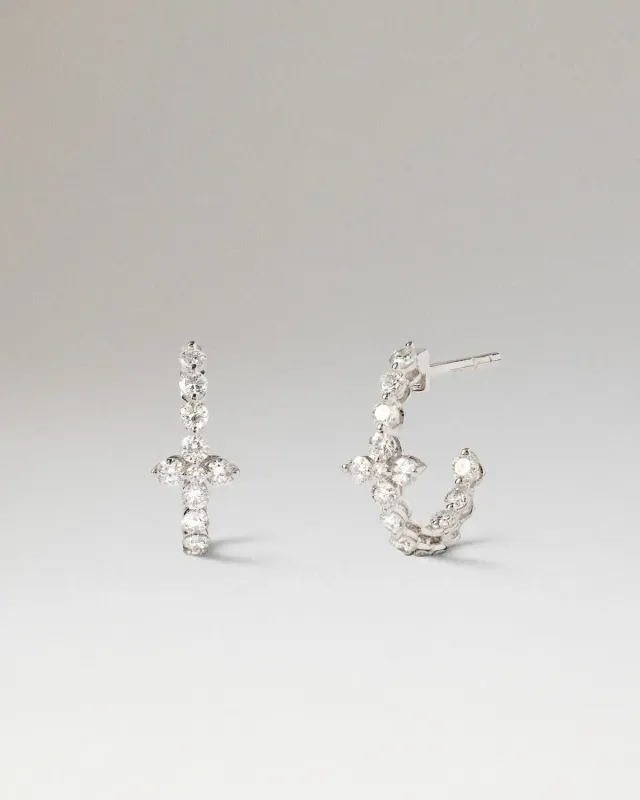 PDPAOLA Maggie créoles or blanc diamants 0,47 ct