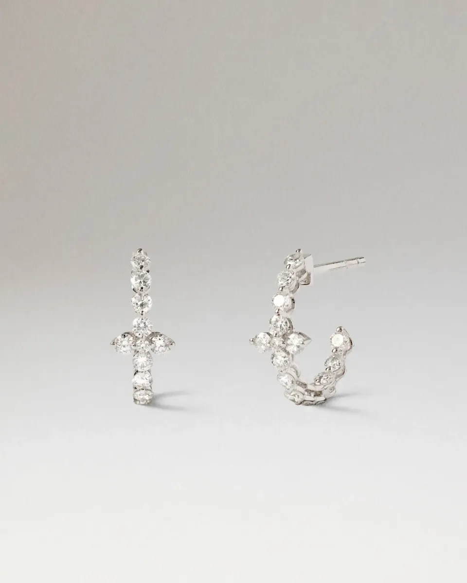 PDPAOLA Maggie créoles or blanc diamants 0,47 ct