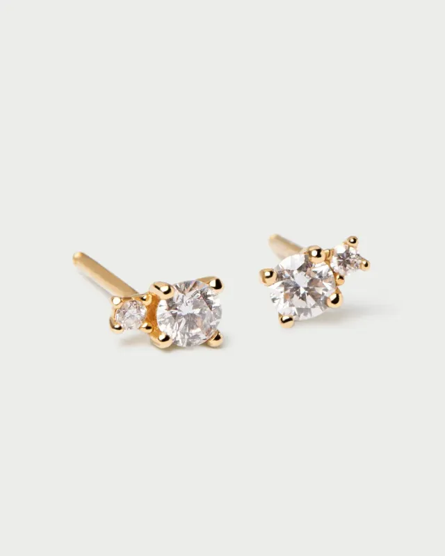 PDPAOLA Solitaire Duo puces diamants or 18 carats