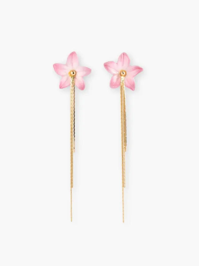 Nach Bijoux lys rose boucles franges porcelaine 6,4 cm
