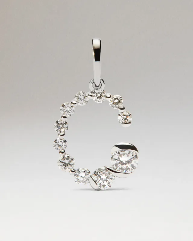 PDPAOLA Initial C pendentif diamant or blanc