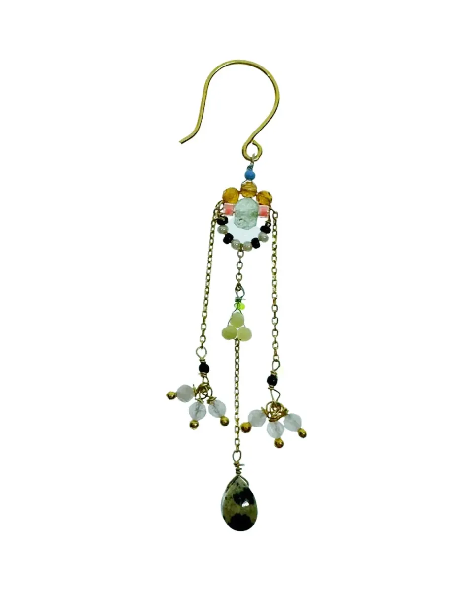 Le Fourbi de Capucine A7 boucles laiton doré jaspe dalmatien