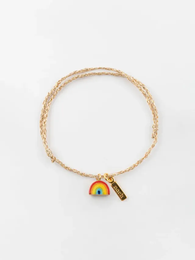 Nach Lucky You bracelet arc-en-ciel cordon beige