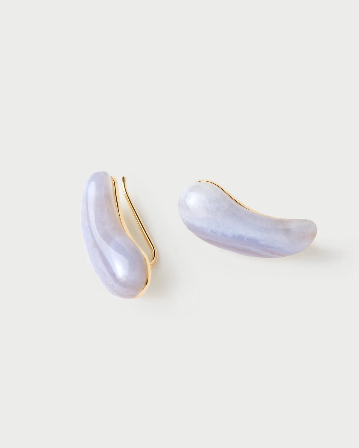 PDPAOLA Aqua boucles agate bleue 22 mm plaqué or