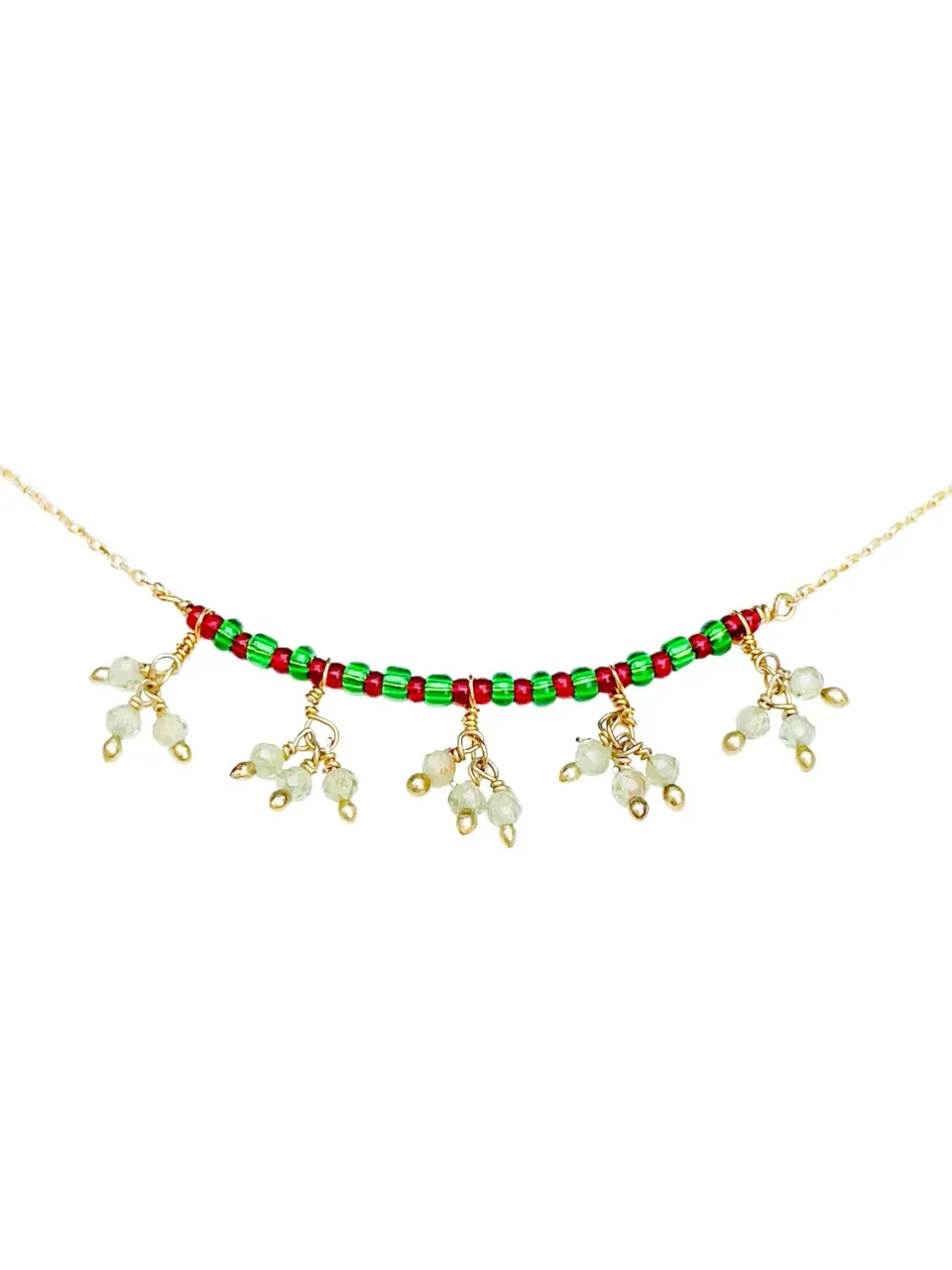 Le Fourbi de Capucine FDC461 collier laiton doré péridot
