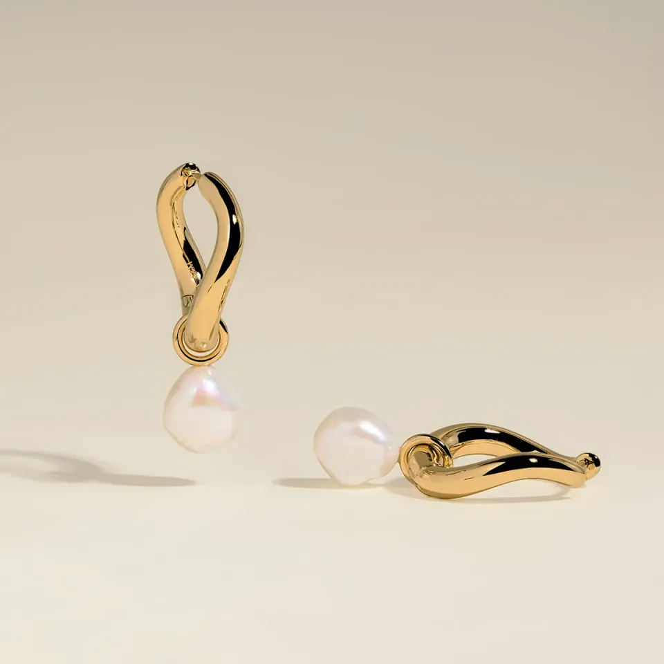 Astrid & Miyu Serenity Pearl Charm XL créoles dorées perle