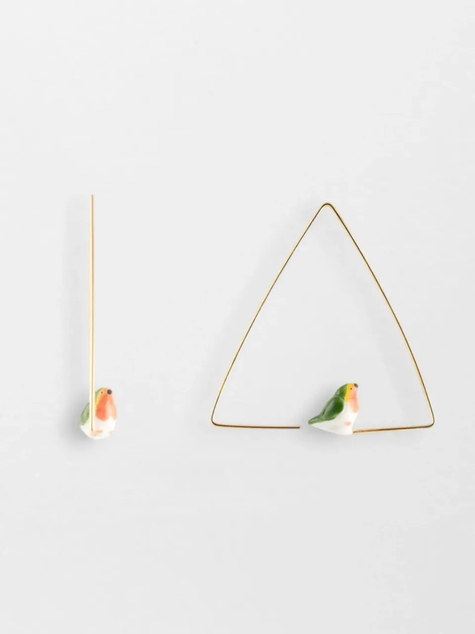 Nach Bijoux triangle rouge-gorge créoles boucles d'oreilles porcelaine