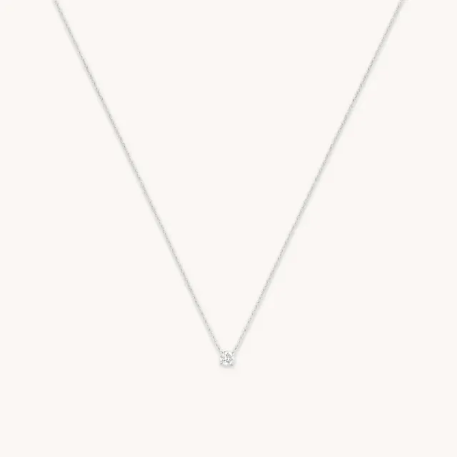 Astrid & Miyu Diamond Solitaire collier or blanc diamant