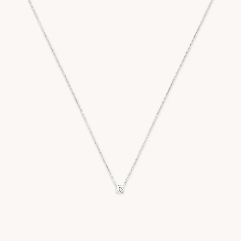 Astrid & Miyu Diamond Solitaire collier or blanc diamant