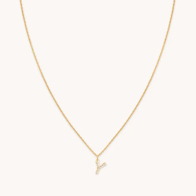 Astrid & Miyu Y Initial Pavé collier pendentif plaqué or