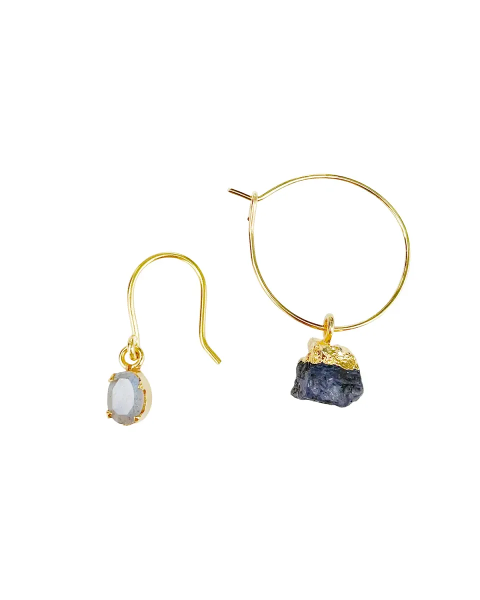 Le Fourbi de Capucine Créole Bleue boucles labradorite