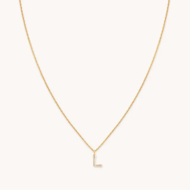 Astrid & Miyu L Initial Pavé Pendant collier initiale L doré
