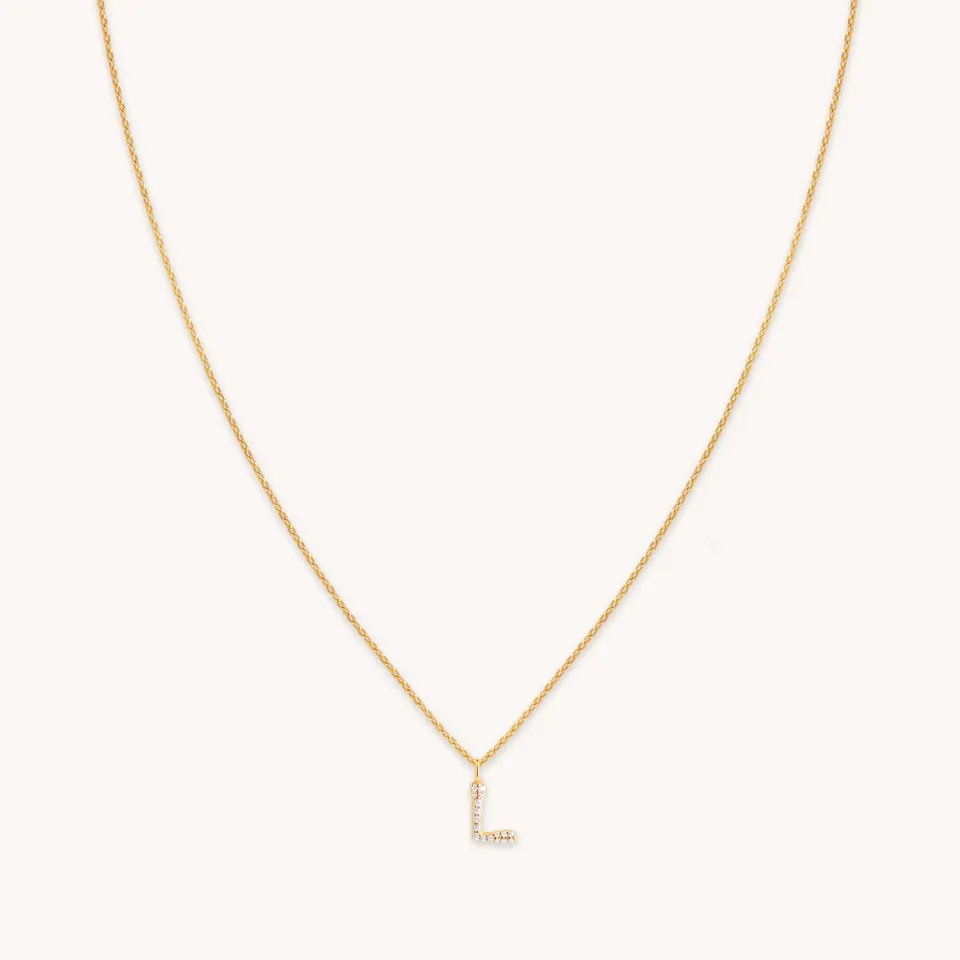 Astrid & Miyu L Initial Pavé Pendant collier initiale L doré