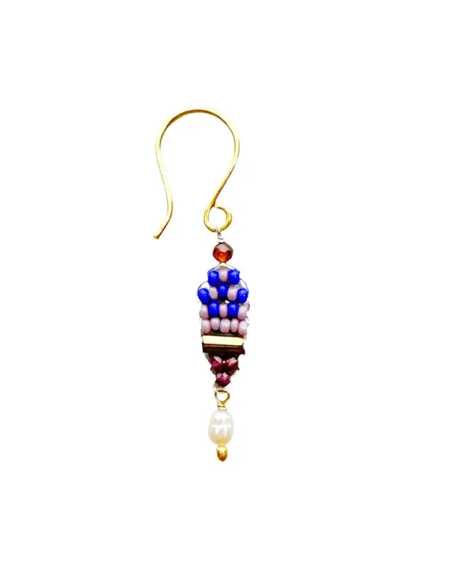 Le Fourbi de Capucine A17C boucles d'oreille grenat perles