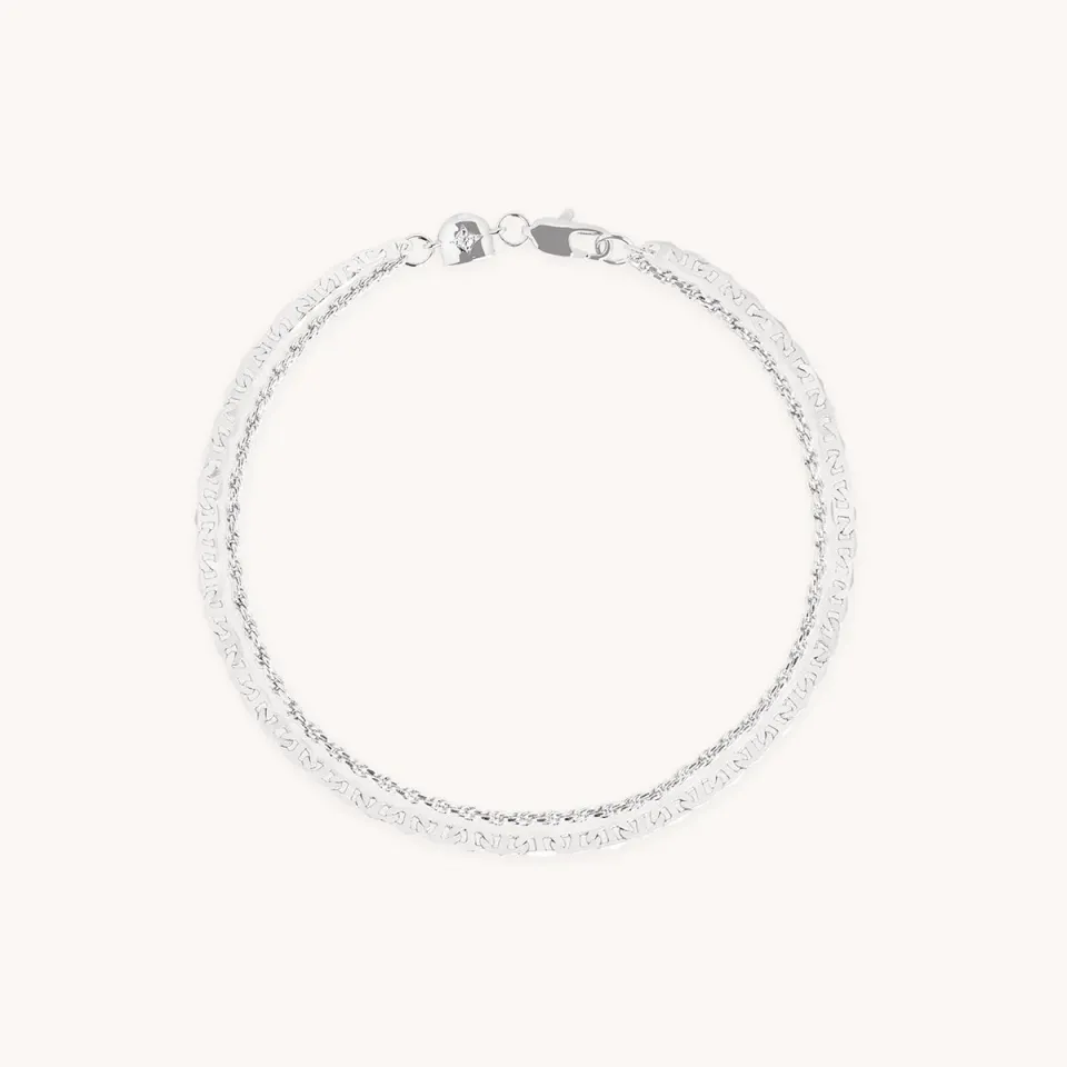 Astrid & Miyu Illusion bracelet double chaîne argent