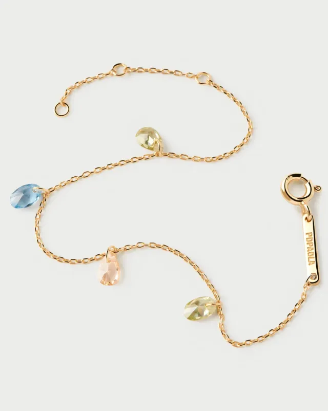 PDPAOLA Bloom bracelet zircons multicolore doré