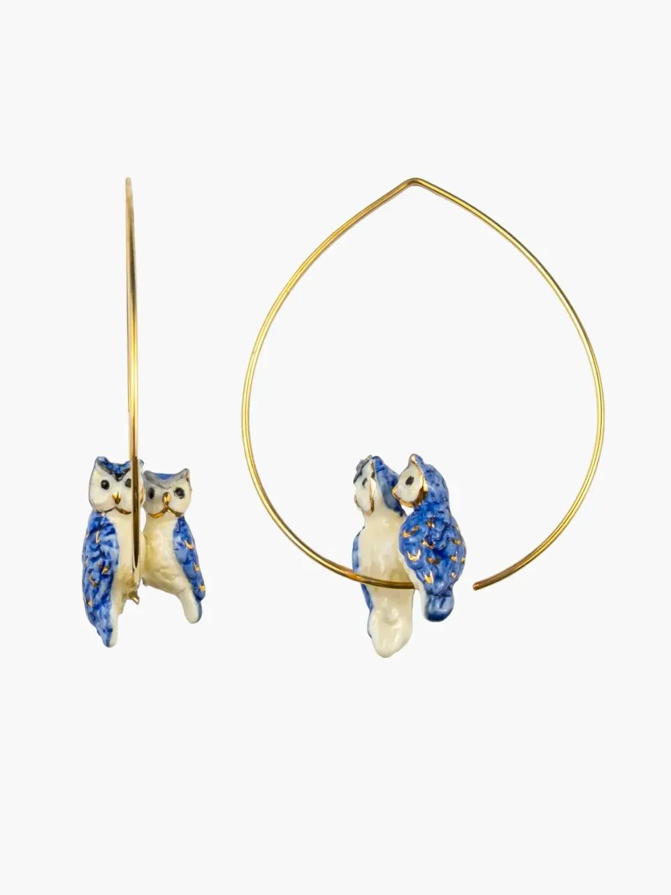 Nach Bijoux chouettes amoureuses créoles acier 4,8 cm