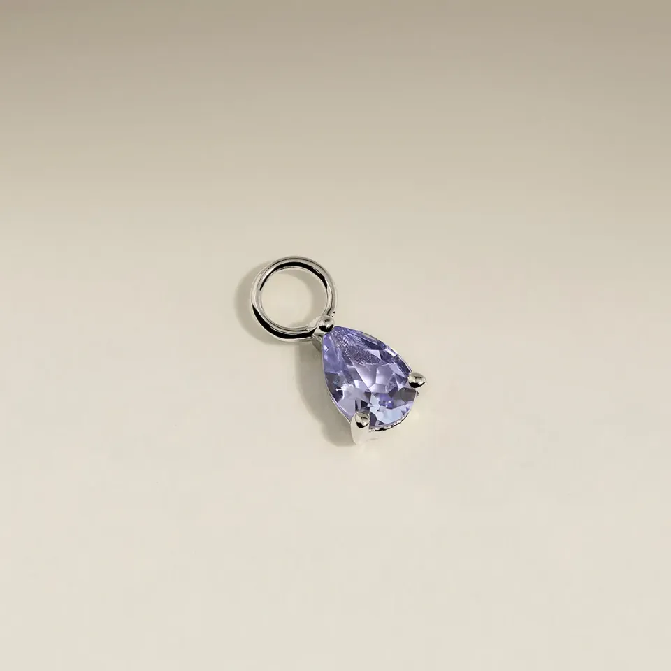 Astrid & Miyu Tanzanite December charm boucle d'oreille or blanc massif