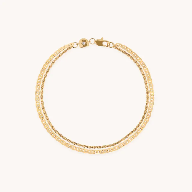 Astrid & Miyu Illusion bracelet double chaîne doré fin
