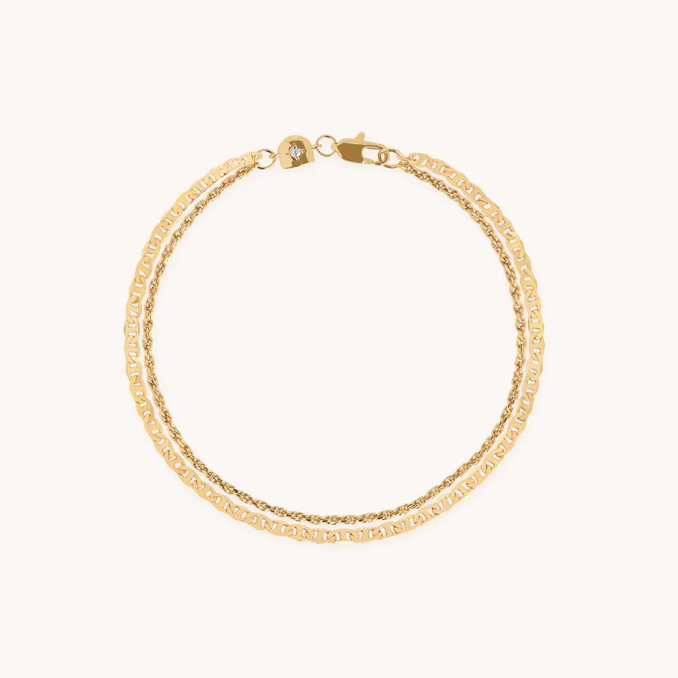 Astrid & Miyu Illusion bracelet double chaîne doré fin