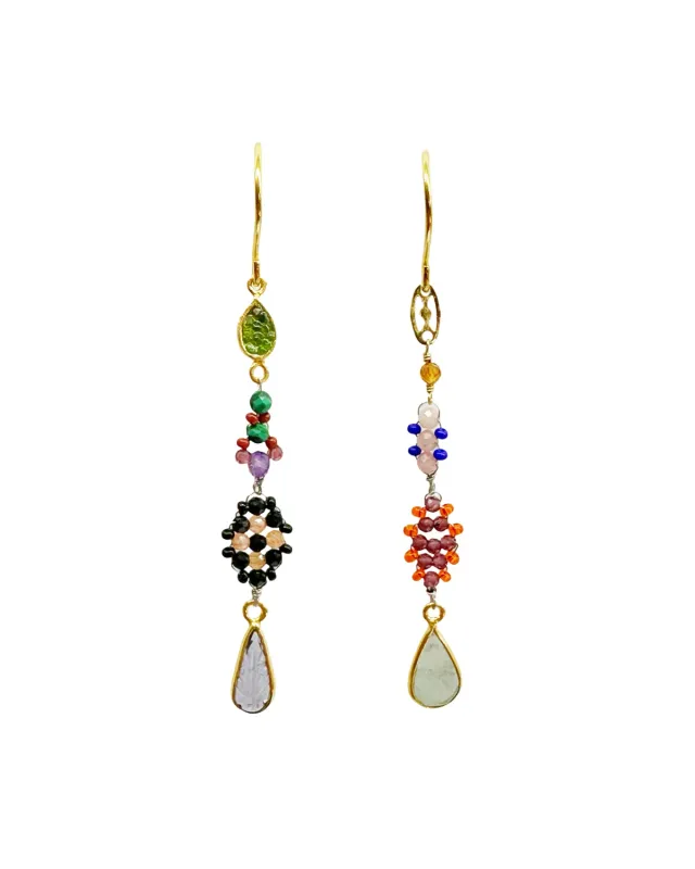 Le Fourbi de Capucine D10 boucles asymétriques grenat doré