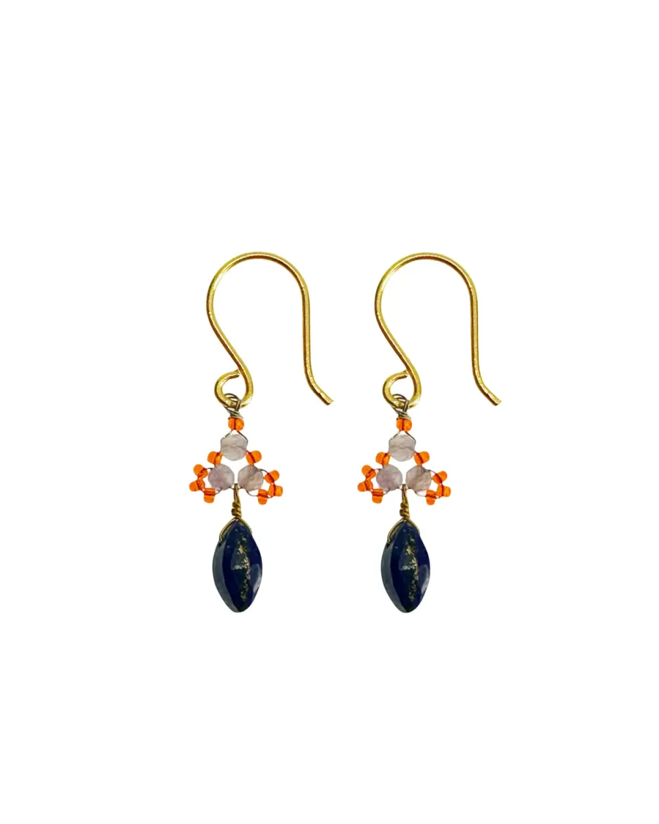 Le Fourbi de Capucine N9 boucles d'oreilles laiton doré améthyste