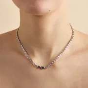 Astrid & Miyu Heart Bezel collier tennis argenté cœur