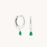 Astrid & Miyu Emerald Baguette créoles or blanc émeraude