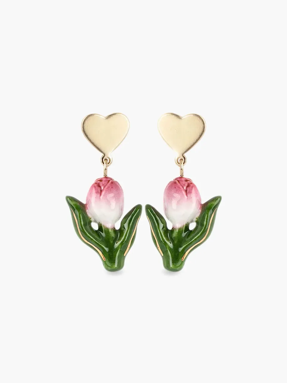 Nach Cœur et tulipe boucles pendantes porcelaine