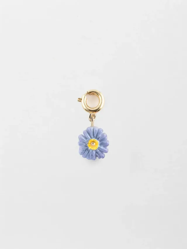 Nach charm's fleur anémone bleue 1 cm porcelaine