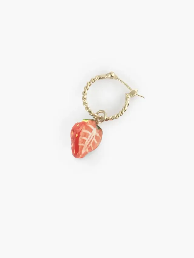Nach Bijoux Fraise mini créole boucle rouge unité