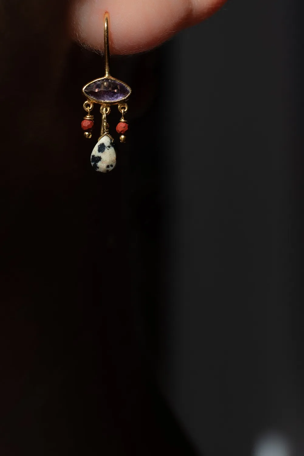 Le Fourbi de Capucine P56 boucles d'oreilles jaspe améthyste