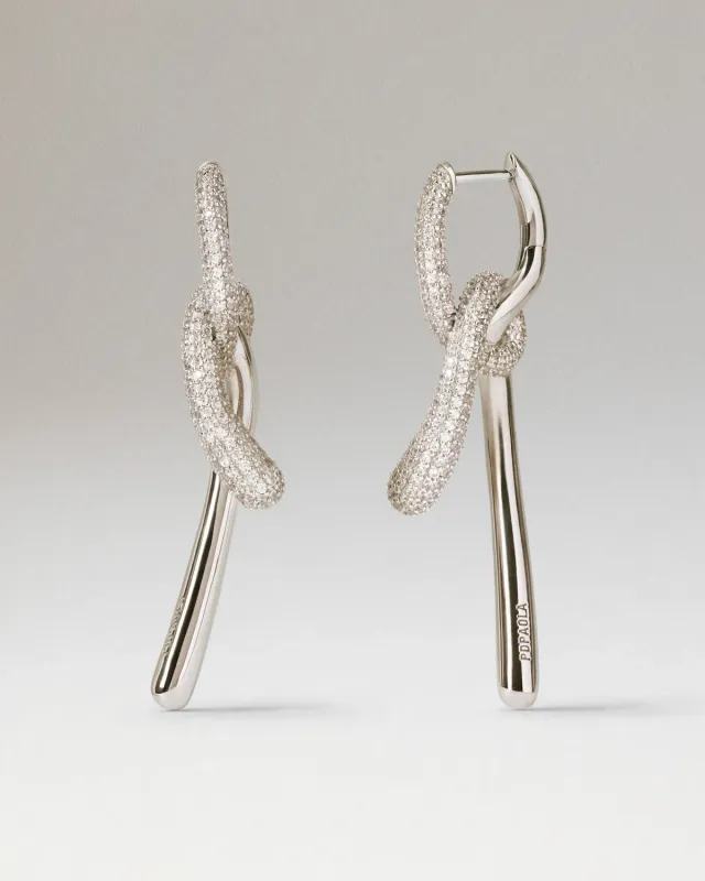 PDPAOLA Pave Twist créoles argent zircones blanches