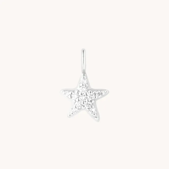Astrid & Miyu Pavé Star charm étoile or blanc 9 carats
