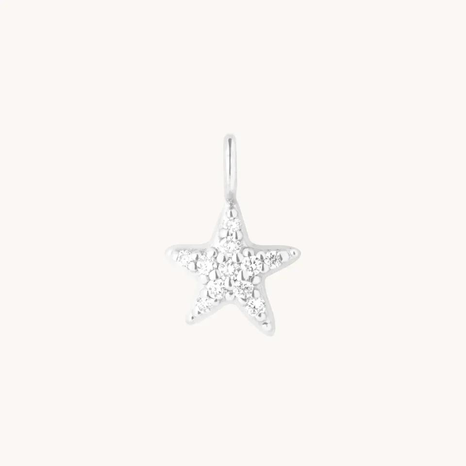 Astrid & Miyu Pavé Star charm étoile or blanc 9 carats