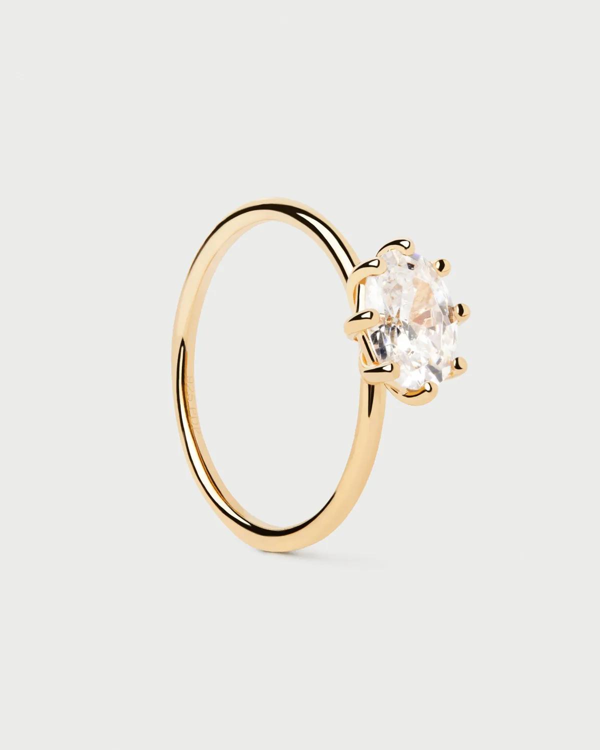 PDPAOLA Kim bague plaqué or zirconia 6x8 mm
