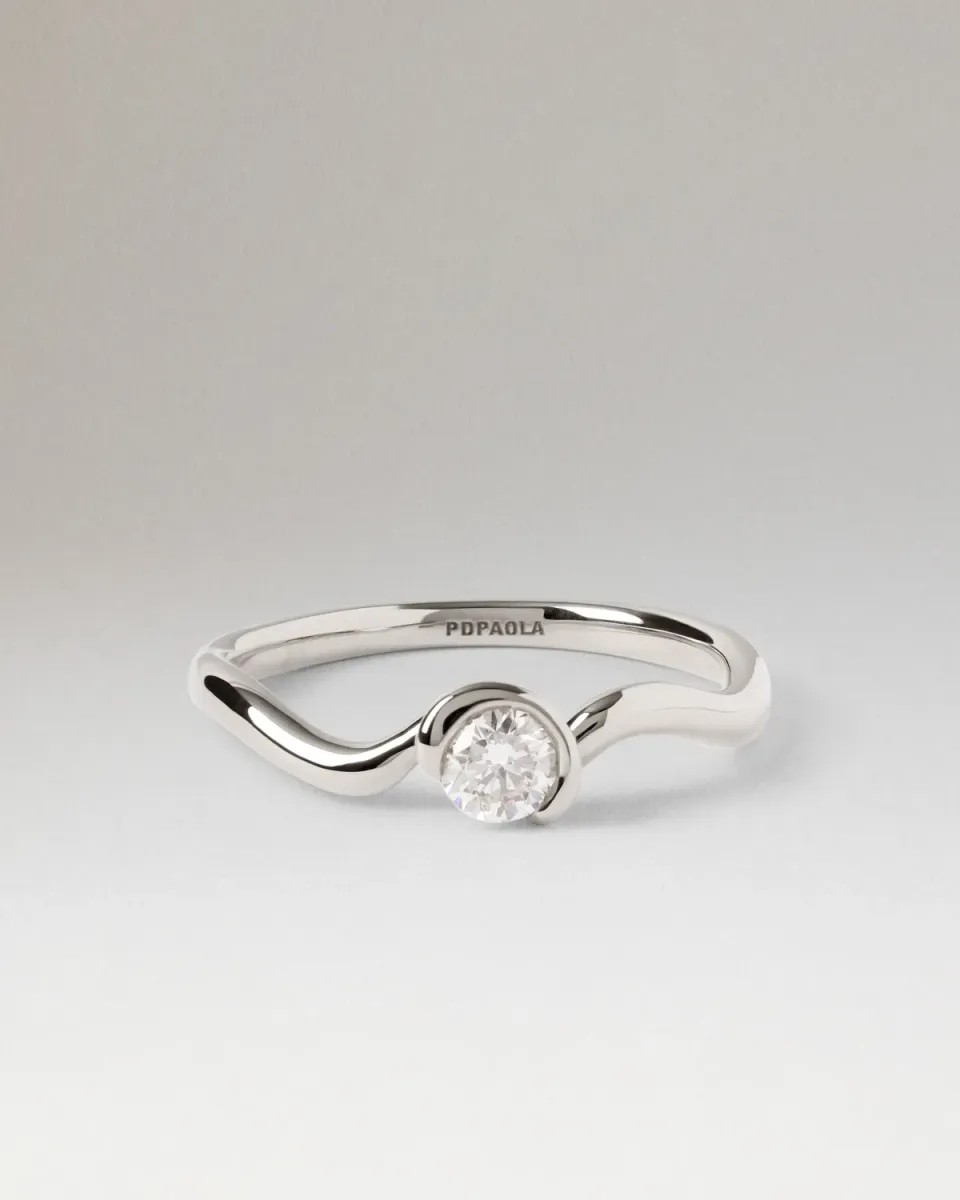 PDPAOLA Delia bague diamant or blanc 0,25 ct