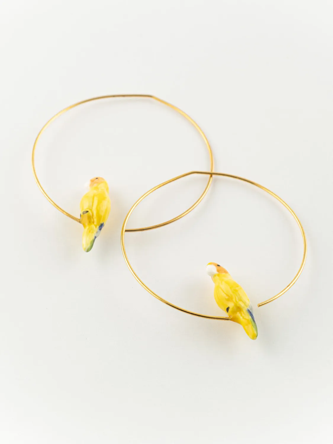 Nach moyennes créoles perroquet jaune porcelaine 4 cm