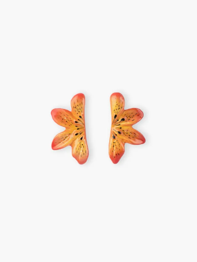 Nach Bijoux puces demi lys tigrée orange porcelaine