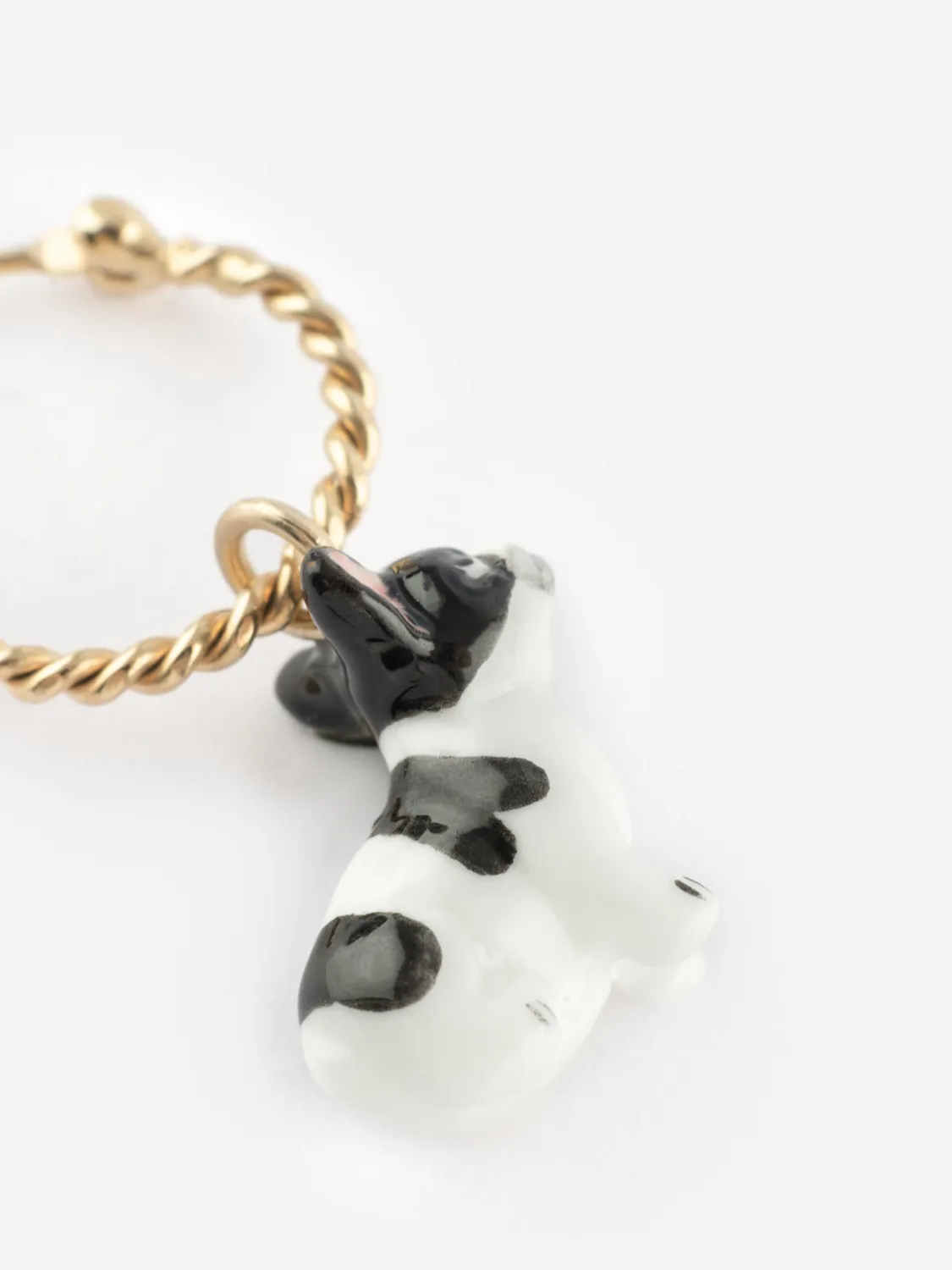 Nach Bijoux Mini créole chien Bulldog Français boucle doreille porcelaine