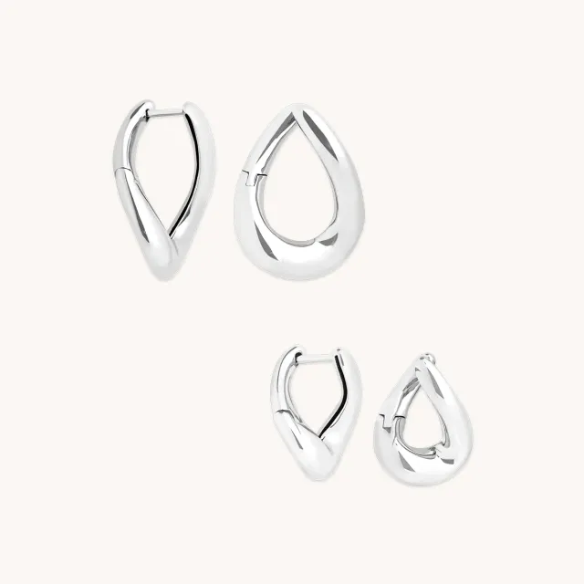 Astrid & Miyu Molten Hoops lot créoles argent texturé