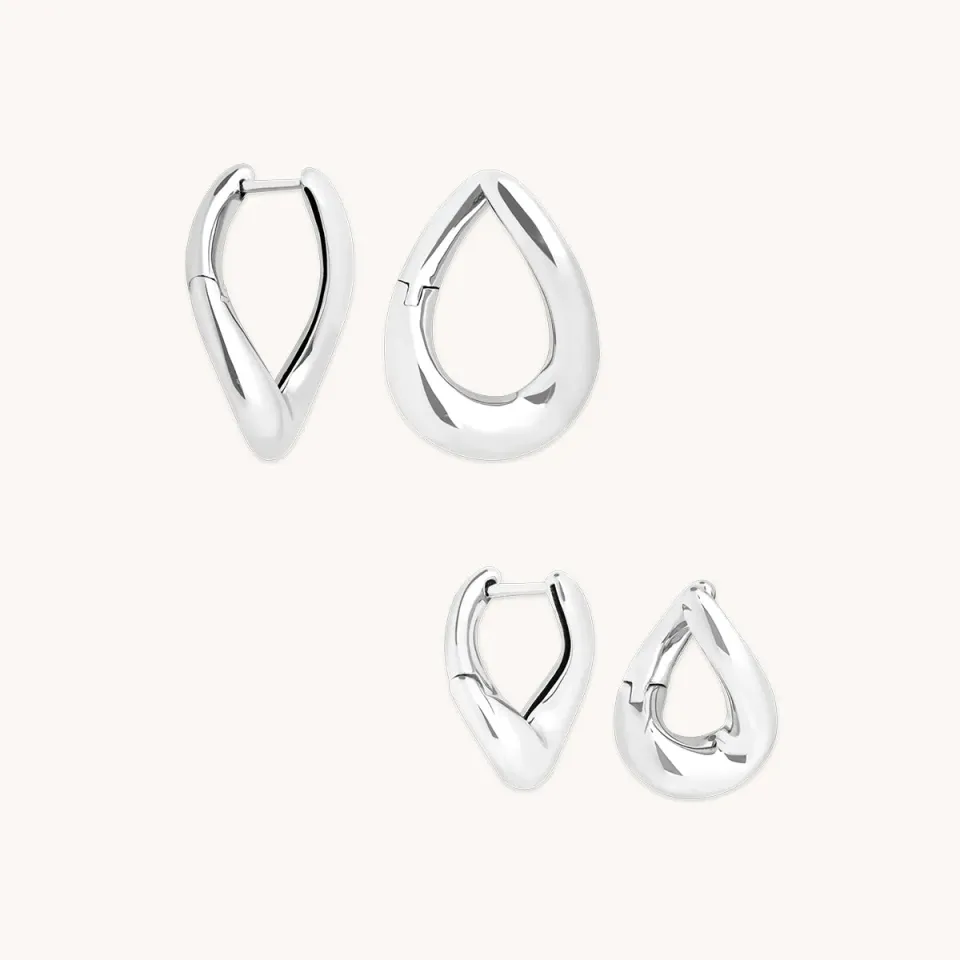 Astrid & Miyu Molten Hoops lot créoles argent texturé
