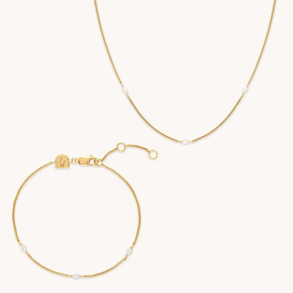 Astrid & Miyu Navette Crystal coffret bijoux doré cristal